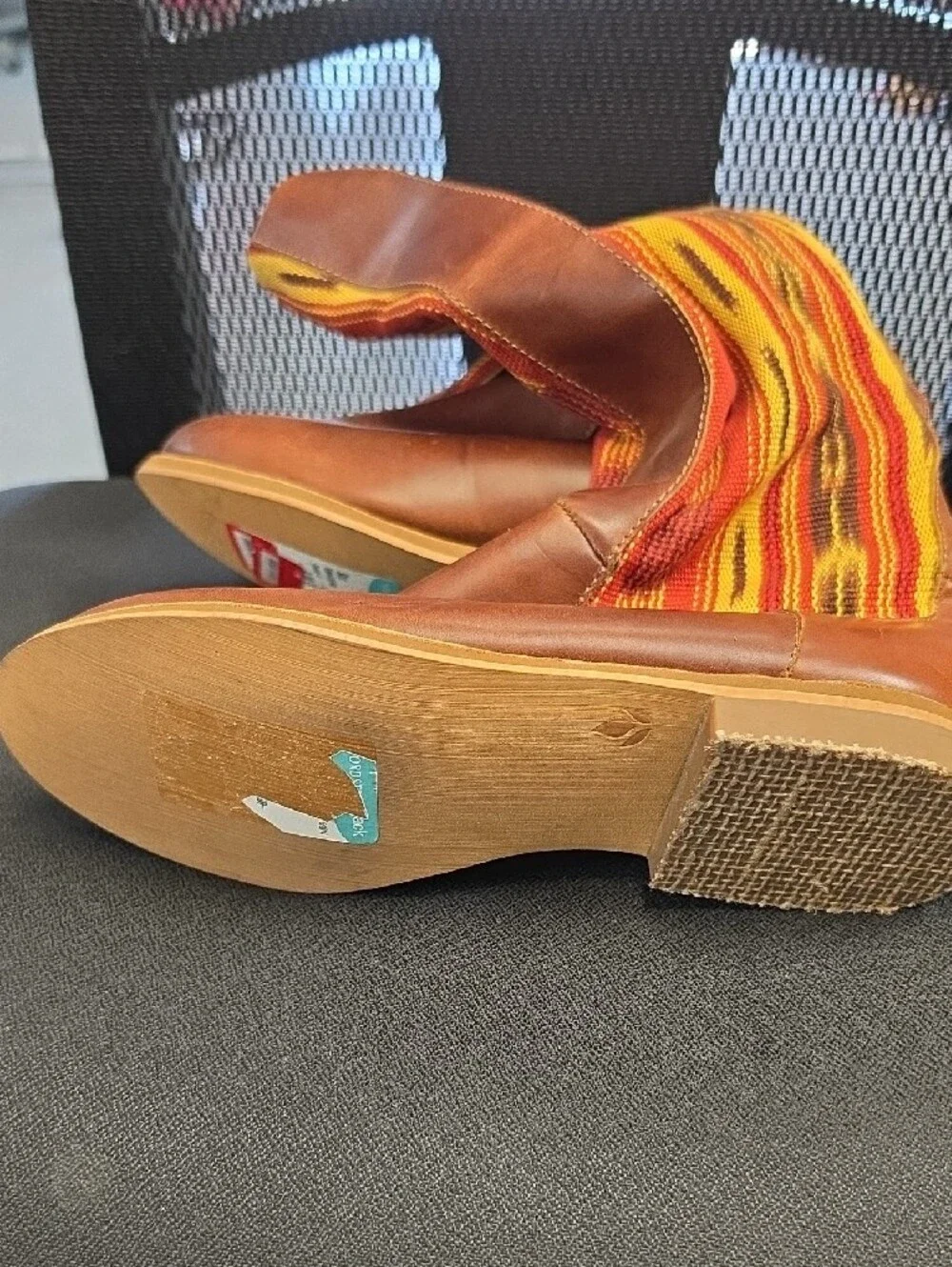 Reef Men's Brown Leather Chukka Boots with Red & Yellow Woven Shaft
